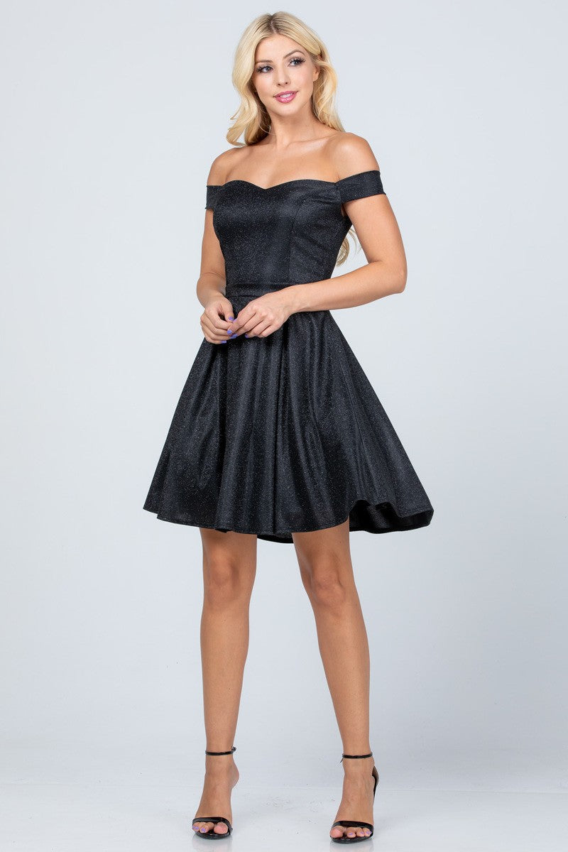 OFF THE SHOULDER SKATER DRESS