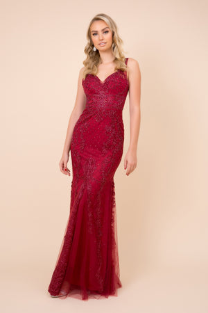 LONG SLEEVELESS MERMAID DRESS WITH DEEP V-NECK
