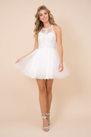 FULLY LINED SPARKLY LACE TULLE COCKTAIL DRESS