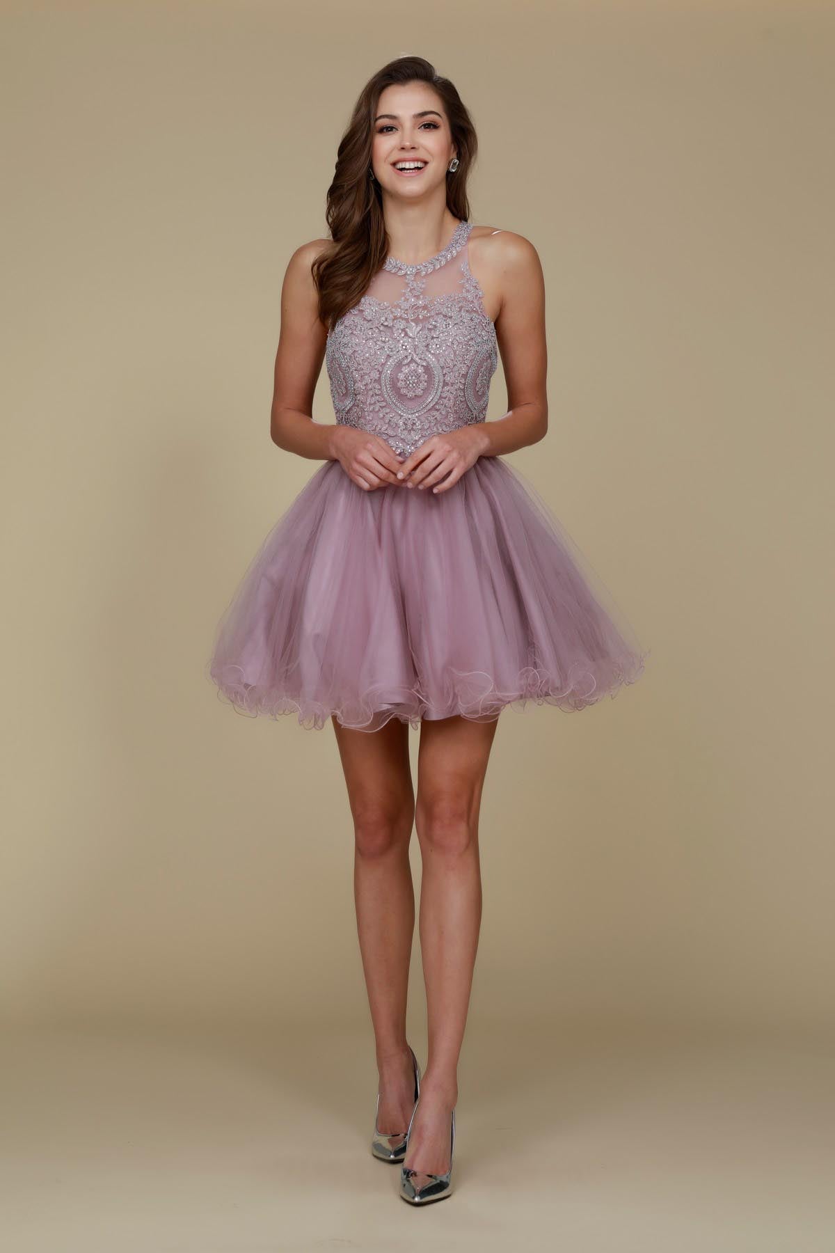 FULLY LINED SPARKLY LACE TULLE COCKTAIL DRESS
