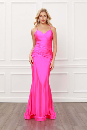 SPAGHETTI STRAPS DEEP SWEETHEART NECKLINE LONG MERMAID GOWN