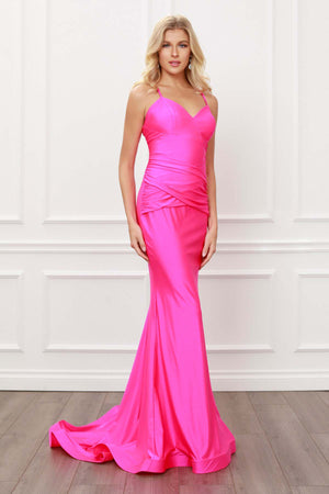 SPAGHETTI STRAPS DEEP SWEETHEART NECKLINE LONG MERMAID GOWN
