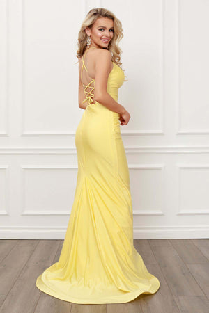 SPAGHETTI STRAPS DEEP SWEETHEART NECKLINE LONG MERMAID GOWN