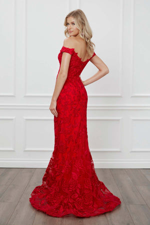 OFF-SHOULDER BOHO INSPIRED MERMAID LONG GOWN