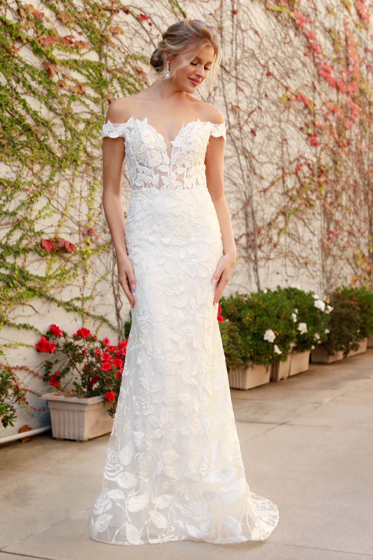 OFF-SHOULDER BOHO INSPIRED MERMAID LONG GOWN