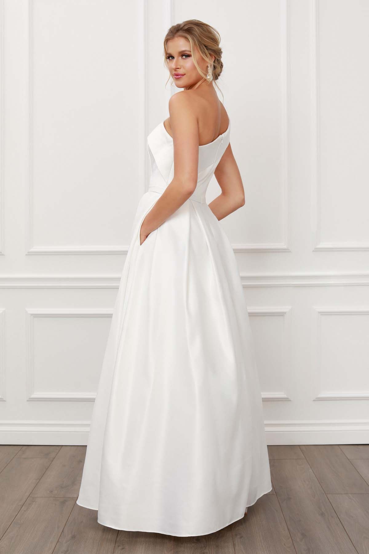 ELEGANT ONE SHOULDER ELEGANT SATIN A-LINE LONG DRESS - Colour Dress Boutique ELEGANT ONE SHOULDER ELEGANT SATIN A-LINE LONG DRESS - Colour Dress Boutique