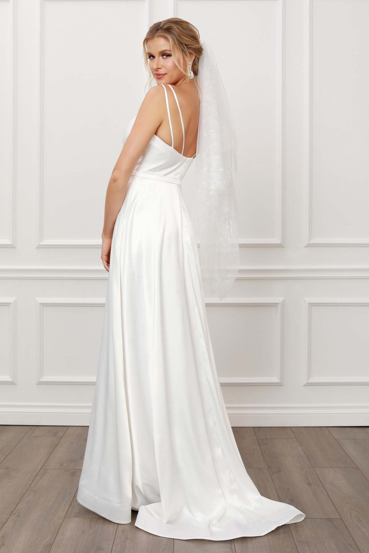 ELEGANT CROSS V NECK DOUBLE STRAPS A LINE GOWN