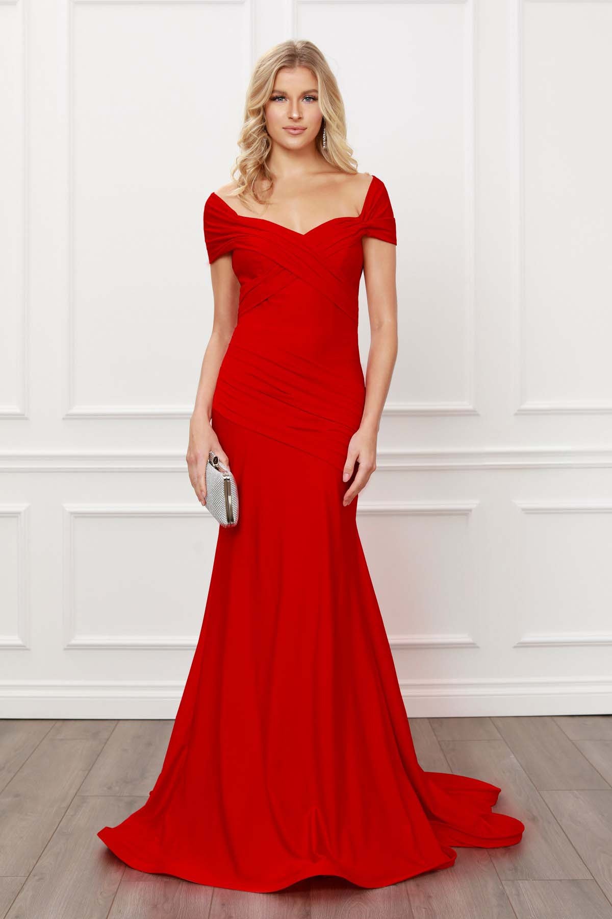 PLEATED SWEETHEART NECKLINE OFF SHOULDERS MERMAID GOWN
