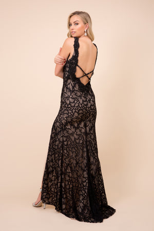 FULL LENGTH SLEEVELESS DRESS WITH SIDE LEG SLIT
