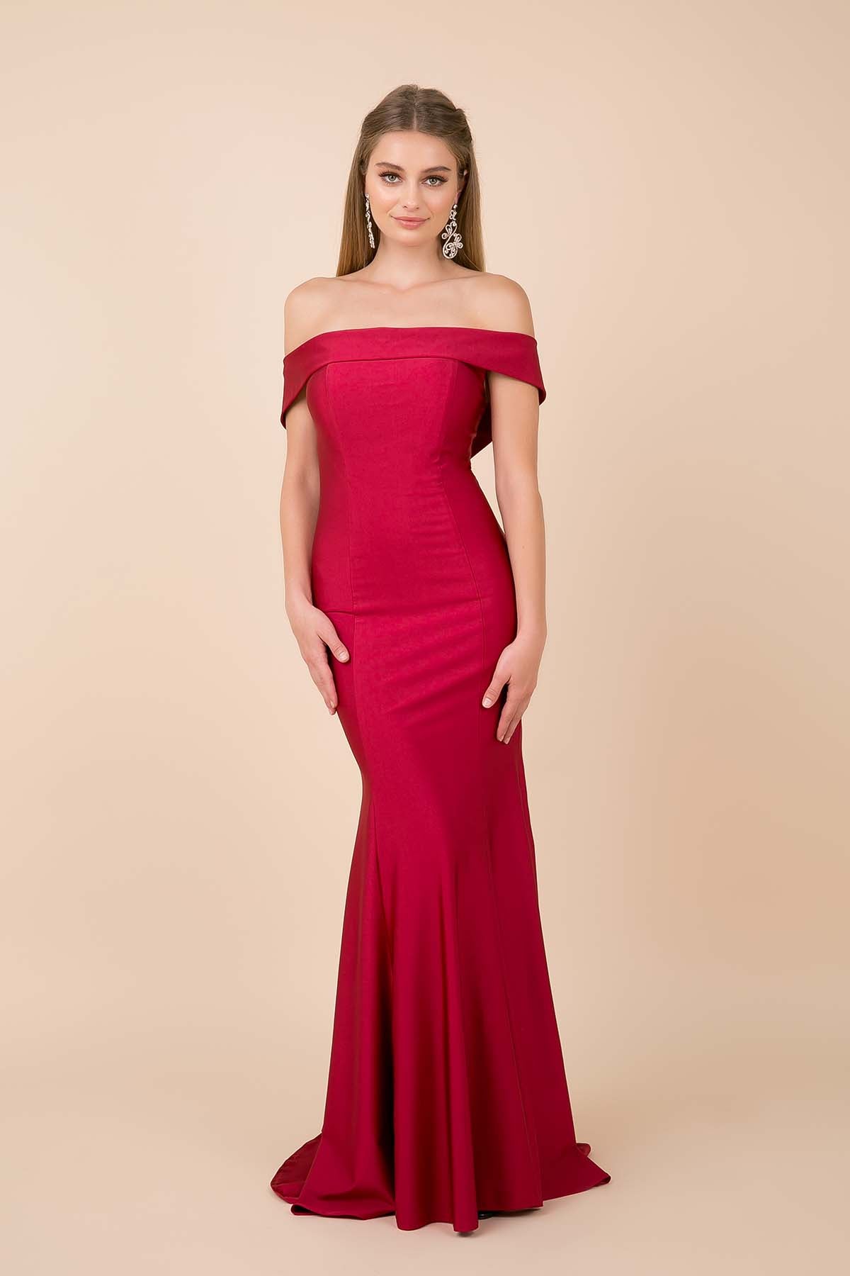 OFF SHOULDERS STRAIGHT NECKLINE MERMAID PARTY GOWN
