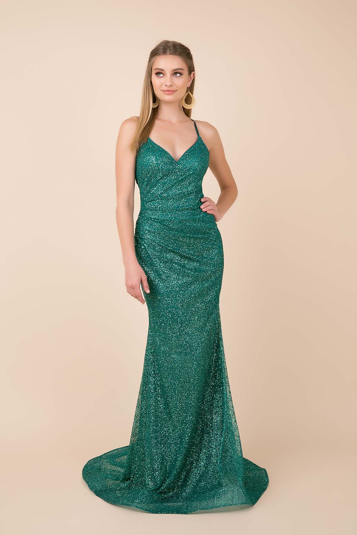 PLUNGING V-NECK TRUMPET DRESS