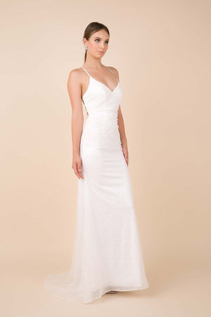 PLUNGING V-NECK TRUMPET DRESS