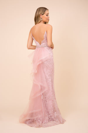 A-LINE SPAGHETTI STRAP DRESS WITH V-NECKLINE