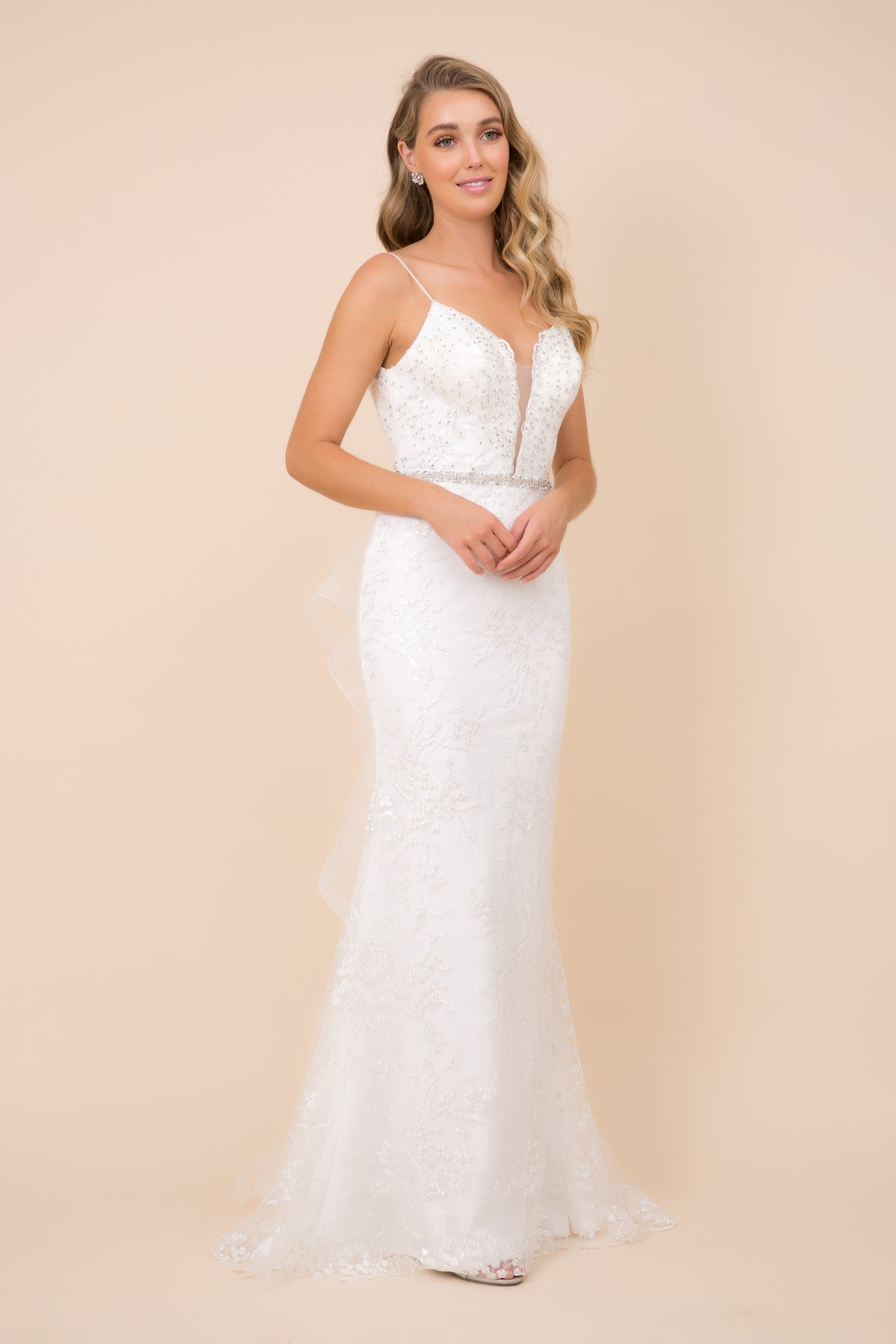 A-LINE SPAGHETTI STRAP DRESS WITH V-NECKLINE